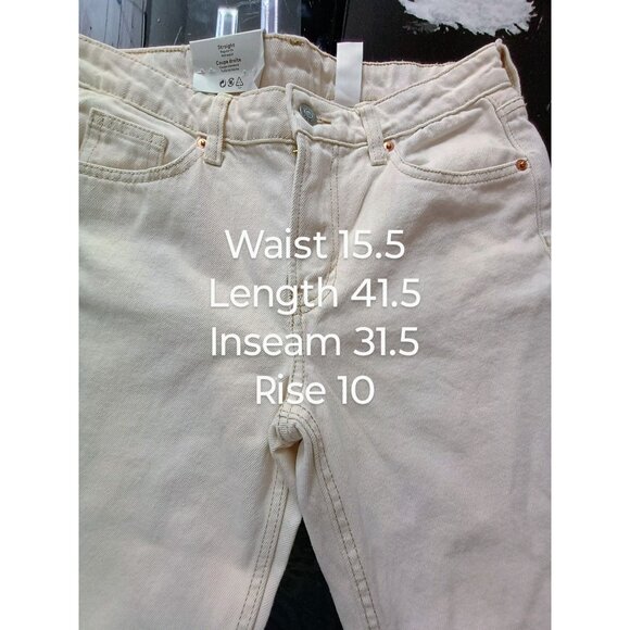 H&M &Denim Coupe Standard Straight Leg Cream White Jeans Mid Waist Size 4 - Picture 6 of 11